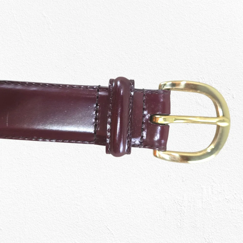 1980s Vintage Coach Solid Brass Buckle Belt 42” Mahogany Leather Classic Belt